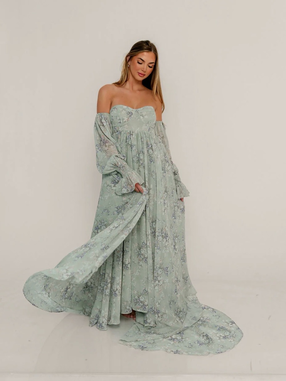Worth Collective Delilah Maxi Dress with Train - Picture 1 of 8